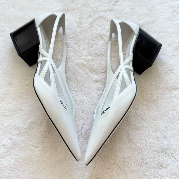 Prada Cut-Out Heeled Brushed Leather Pumps size 40EU or 9US Retail 1200$ - Picture 2 of 11